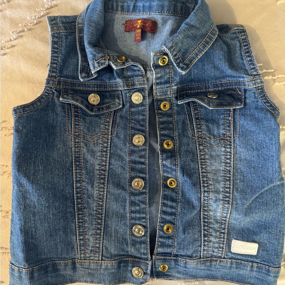 7 For All Mankind Blue Denim Vest
